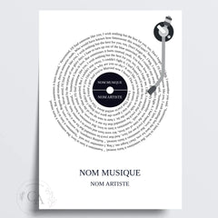 Affiche personnalisée paroles de chanson - Vinyle - Créations d'Agathe
