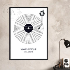 Affiche personnalisée paroles de chanson - Vinyle - Créations d'Agathe