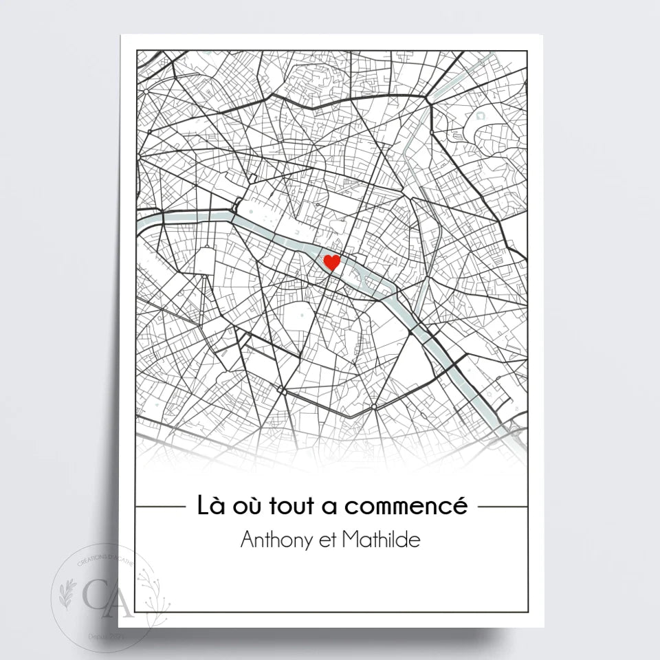 Affiche Personnalisée Couple La où tout a commencé – Amour & Lieu De Rencontre - Créations d'Agathe