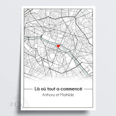 Affiche Personnalisée Couple La où tout a commencé – Amour & Lieu De Rencontre - Créations d'Agathe