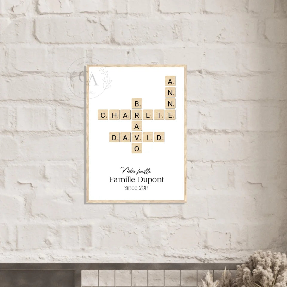 Affiche Scrabble personnalisée / Famille / Prénoms - Créations d'Agathe