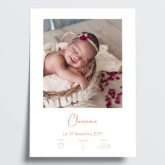 Affiche personnalisée de naissance pour fille
