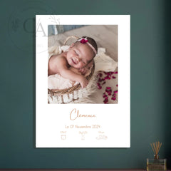 Affiche personnalisée de naissance pour fille