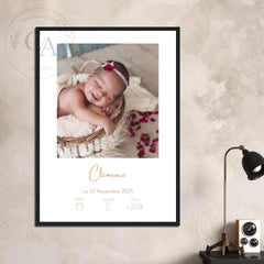 Affiche personnalisée de naissance pour fille