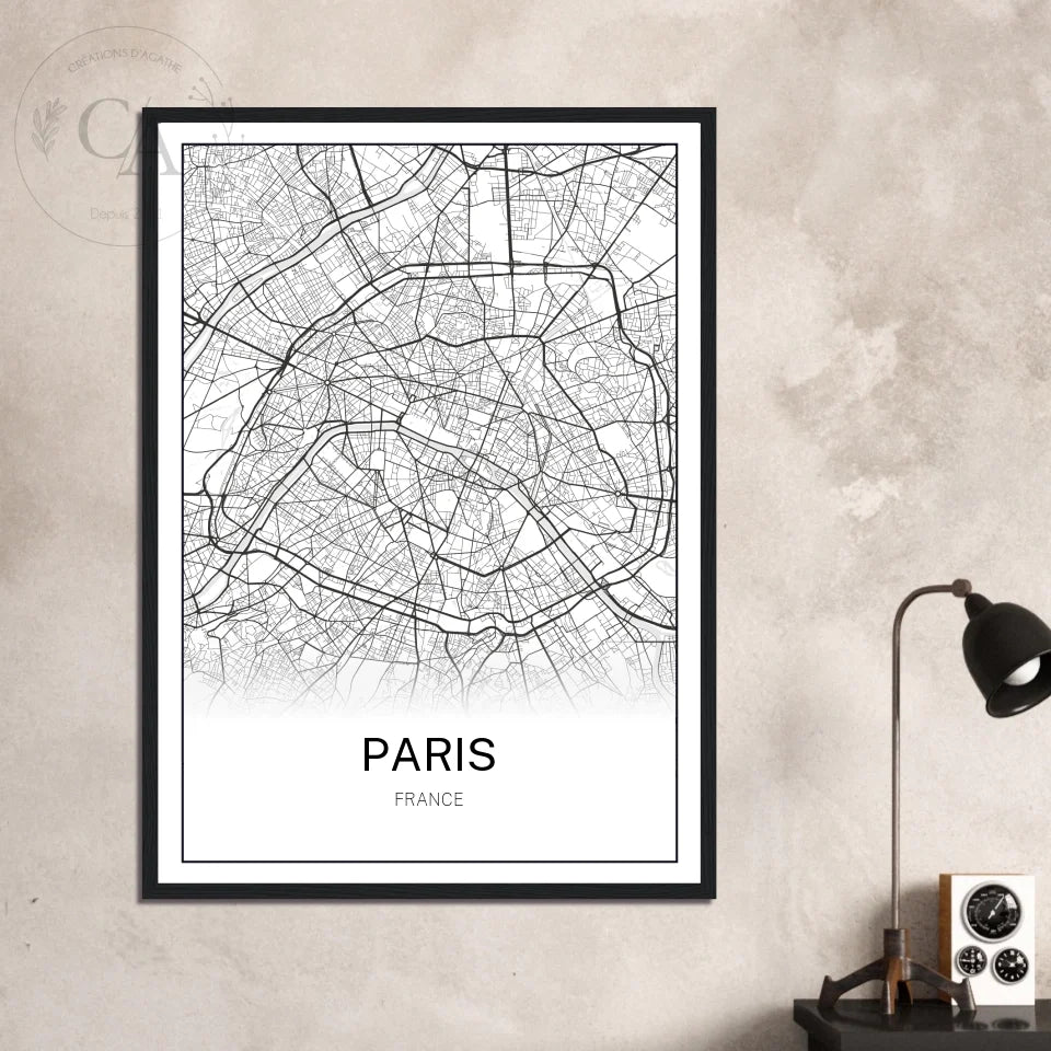 Affiche personnalisée Carte de ville avec coordonnées GPS - Créations d'Agathe