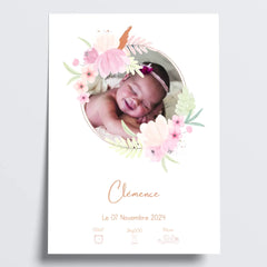 Affiche personnalisée de naissance fille