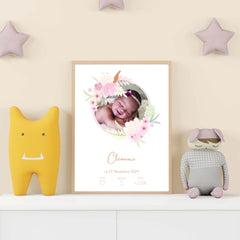 Affiche personnalisée de naissance fille
