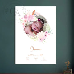 Affiche personnalisée de naissance fille