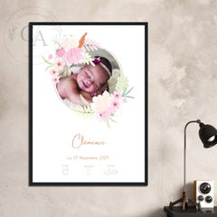Affiche personnalisée de naissance fille
