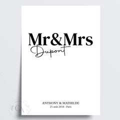 Affiche personnalisée "Mr & Mrs" – Cadeau unique pour couples
