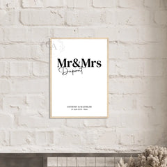 Affiche personnalisée "Mr & Mrs" – Cadeau unique pour couples