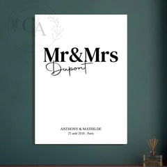 Affiche personnalisée "Mr & Mrs" – Cadeau unique pour couples