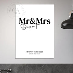 Affiche personnalisée "Mr & Mrs" – Cadeau unique pour couples