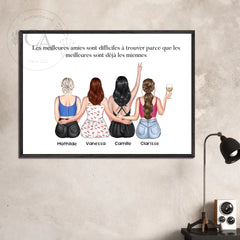 Affiche personnalisée portrait de dos "Meilleures amies"