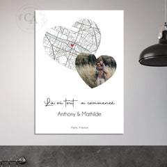 Affiche personnalisée de couple avec lieu de rencontre + photo - Créations d'Agathe