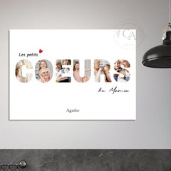 Affiche personnalisée les petits coeurs de Mamie