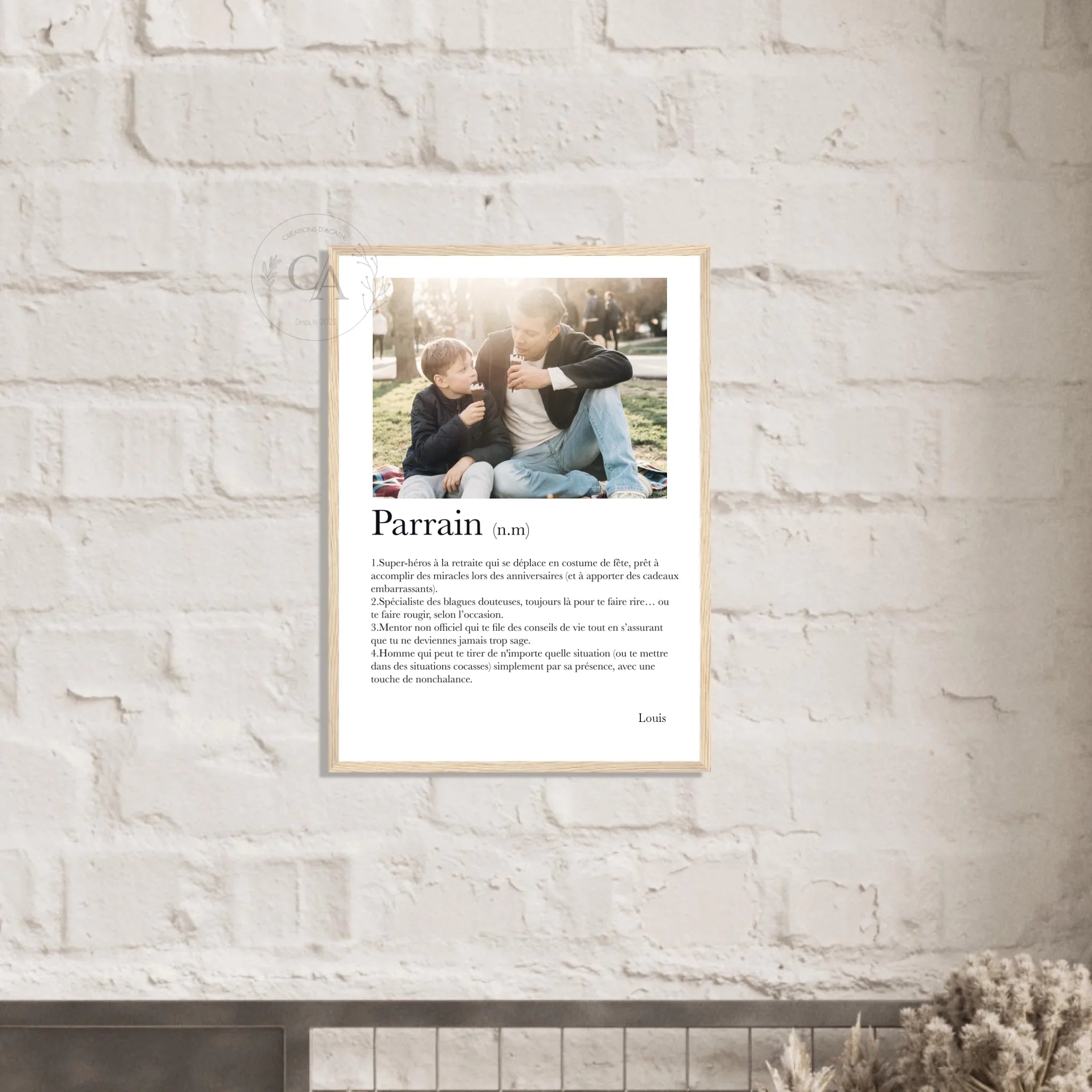 Affiche personnalisée définition parrain avec photo - Créations d'Agathe