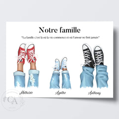 Affiche personnalisée portrait de famille avec chaussures - Créations d'Agathe