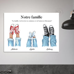 Affiche personnalisée portrait de famille avec chaussures - Créations d'Agathe