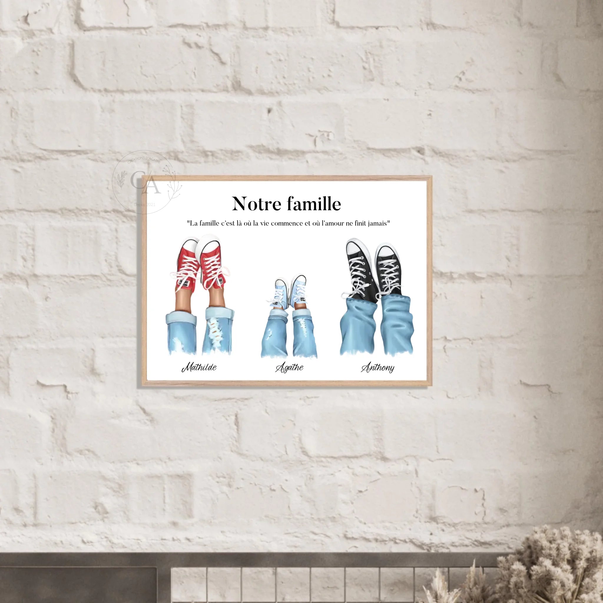 Affiche personnalisée portrait de famille avec chaussures - Créations d'Agathe