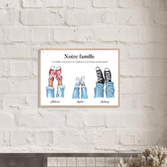 Affiche personnalisée portrait de famille avec chaussures - Créations d'Agathe