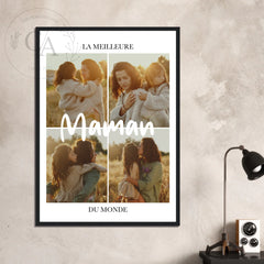 Affiche personnalisée "La meilleure Maman du monde" et 4 photos