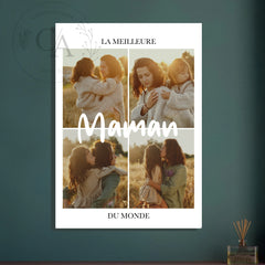 Affiche personnalisée "La meilleure Maman du monde" et 4 photos