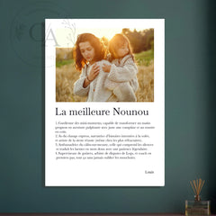 Affiche personnalisée définition "Nounou" - Cadeau personnalisé Nounou