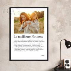 Affiche personnalisée définition "Nounou" - Cadeau personnalisé Nounou