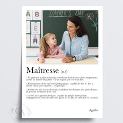 Affiche personnalisée définition "Maîtresse" - Cadeau personnalisé Maîtresse