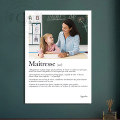 Affiche personnalisée définition "Maîtresse" - Cadeau personnalisé Maîtresse