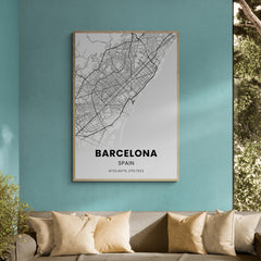 Affiche carte de Barcelone