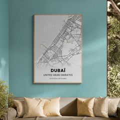 Affiche carte de Dubaï