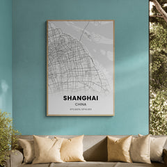 Affiche carte de Shanghai