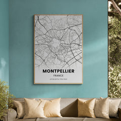 Affiche carte de Montpellier