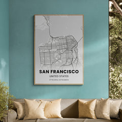 Affiche carte de San Francisco