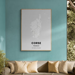 Affiche carte de Corse