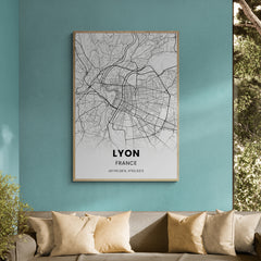 Affiche carte de Lyon