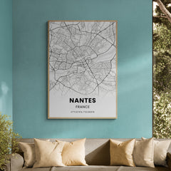 Affiche carte de Nantes