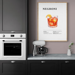 Affiche décorative cocktail Negroni - Créations d'Agathe