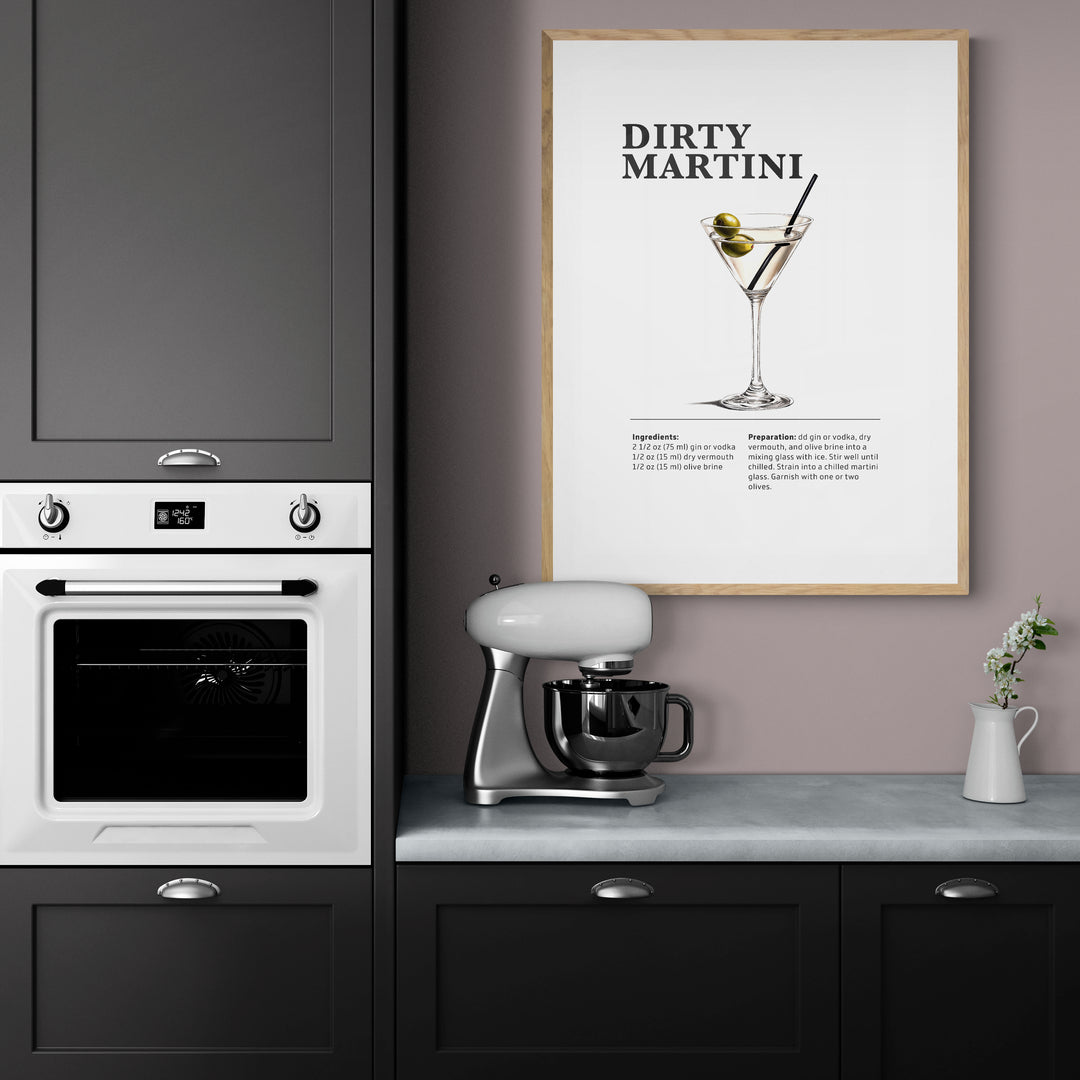 Affiche décorative cocktail Dirty Martini - Créations d'Agathe