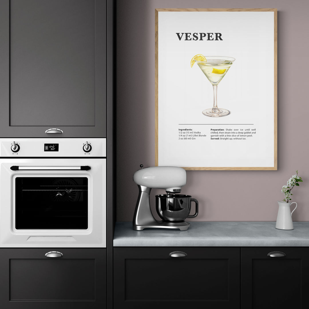 Affiche décorative cocktail Vesper - Créations d'Agathe