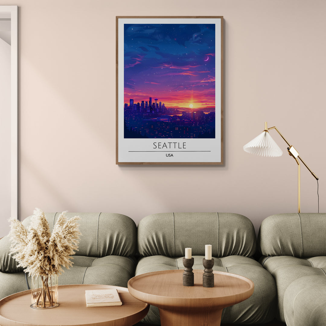 Affiche décorative Seattle la nuit - Créations d'Agathe