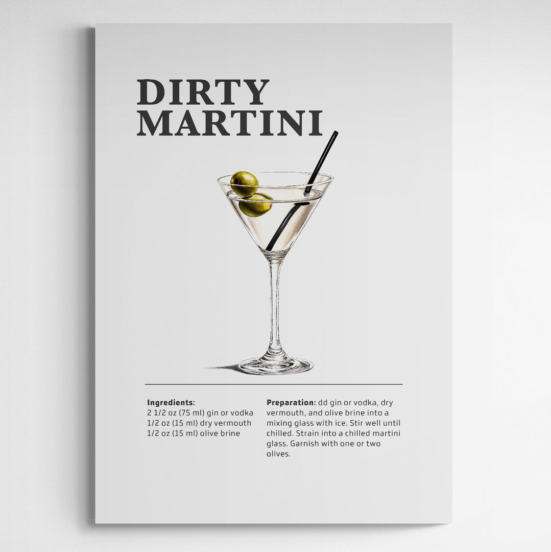 Affiche décorative cocktail Dirty Martini - Créations d'Agathe