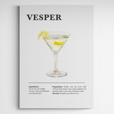 Affiche décorative cocktail Vesper - Créations d'Agathe