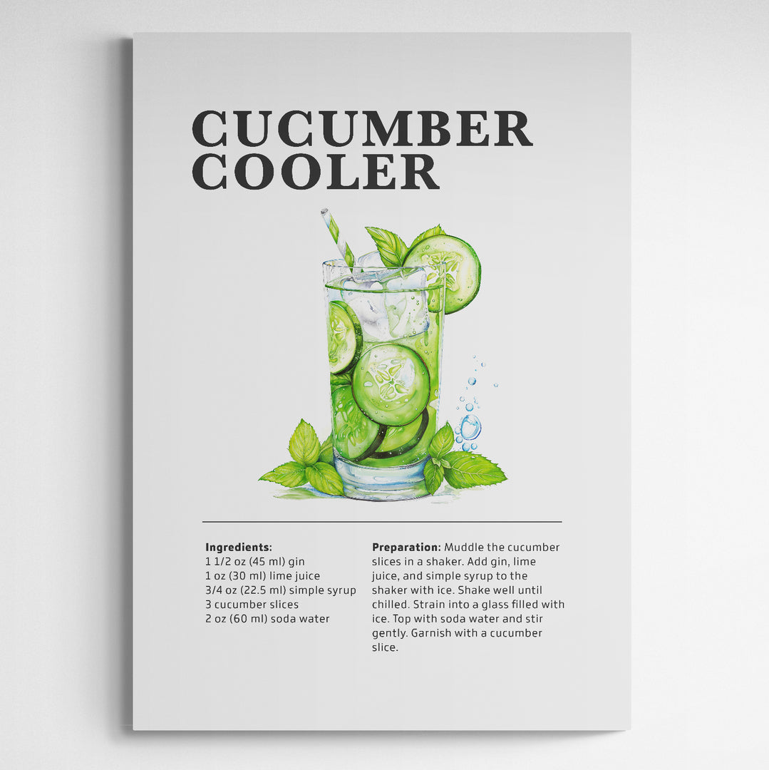 Affiche décorative cocktail Cucumber Cooler - Créations d'Agathe