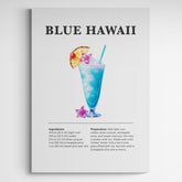 Affiche décorative cocktail Blue Hawaii