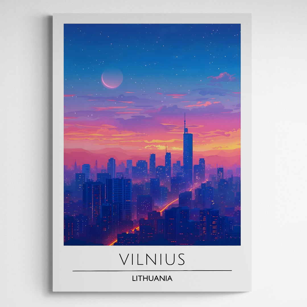 Affiche décorative Vilnius la nuit - Créations d'Agathe