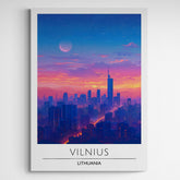 Affiche décorative Vilnius la nuit - Créations d'Agathe