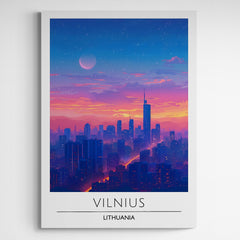 Affiche décorative Vilnius la nuit - Créations d'Agathe
